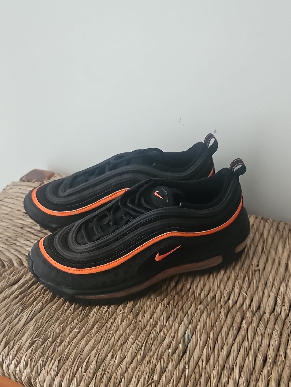 Nike Youth  Black Sneakers with Orange Trim Size 5.5